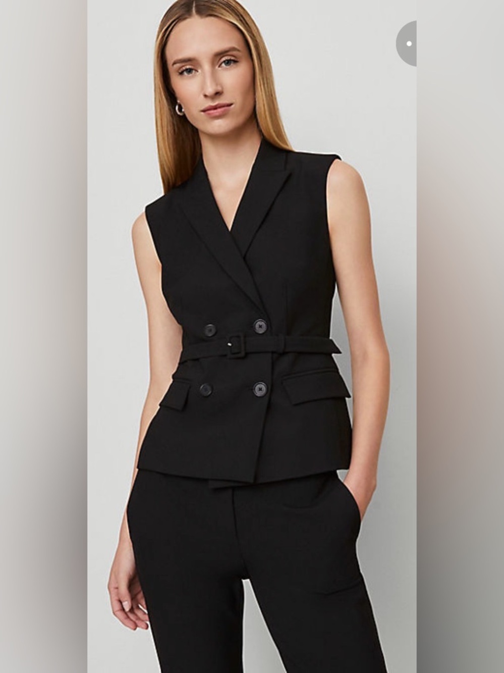 Sleeveless Tailored Blazer Vest in Black